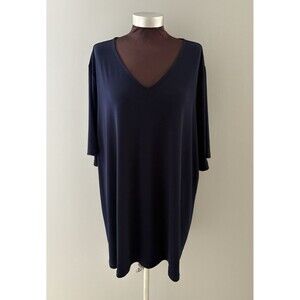 Susan Graver Weekend Liquid Knit Top Size 4X Navy Blue Pullover Minimalist